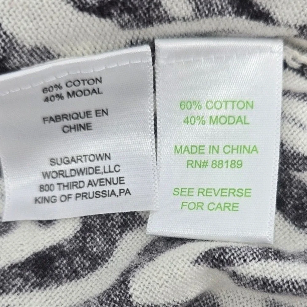 Lilly Pulitzer Sweater Womens XL Black White Zebra Print V-Neck Cotton Modal